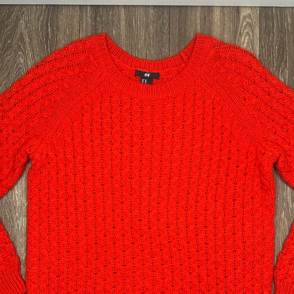 H&M Vibrant Red Crew Neck Sweater Women’s Size XS - Picture 7 of 12